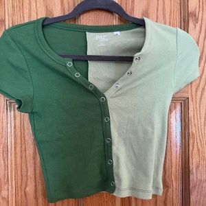 Pacsun Split green crop top